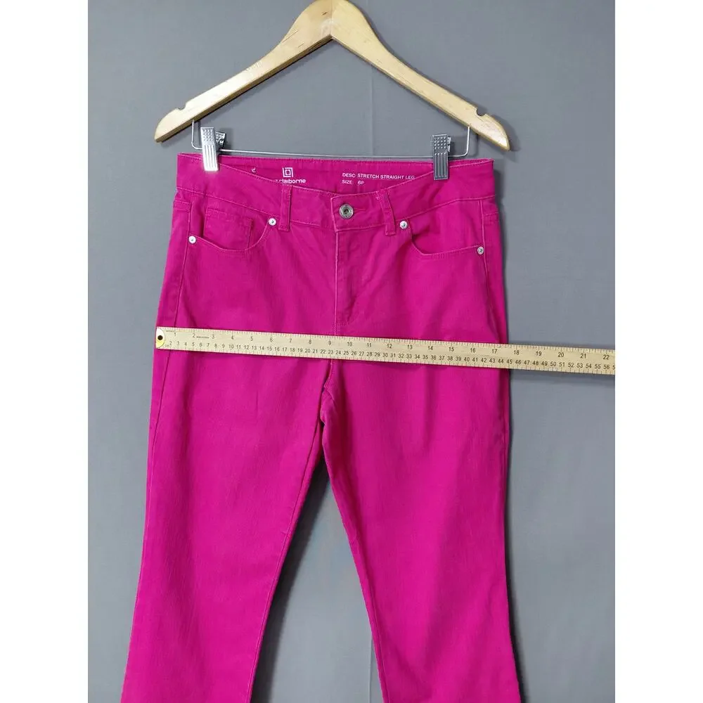 LIZ CLAIBORNE Pink Straight Stretch Pants Women Woven Size 6